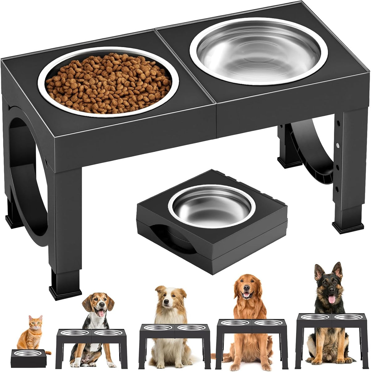 XIAZ Elevated Dog Bowls Large Breed Raised Dogs Bowl Stand - A-Black / Basic