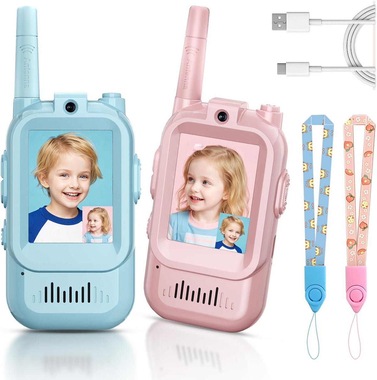 Kids Video Walkie Talkies - blue/pink