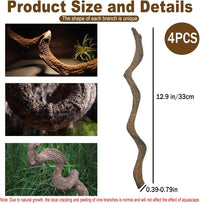 Reptile Decor 3PCS Natural Forest Branch Terrarium Habitat Decoration - L: 4PCS (12.9IN) - image 2