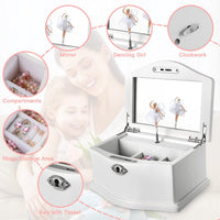 Ballerina Musical Jewelry Box with Mirror for girls，Kid's Jewelry - white-medium - image 3