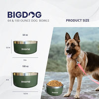 BIGDOG Stainless Steel Dog Bowl, 100 Ounces, Spill Proof, Large Dogs, Light Blue