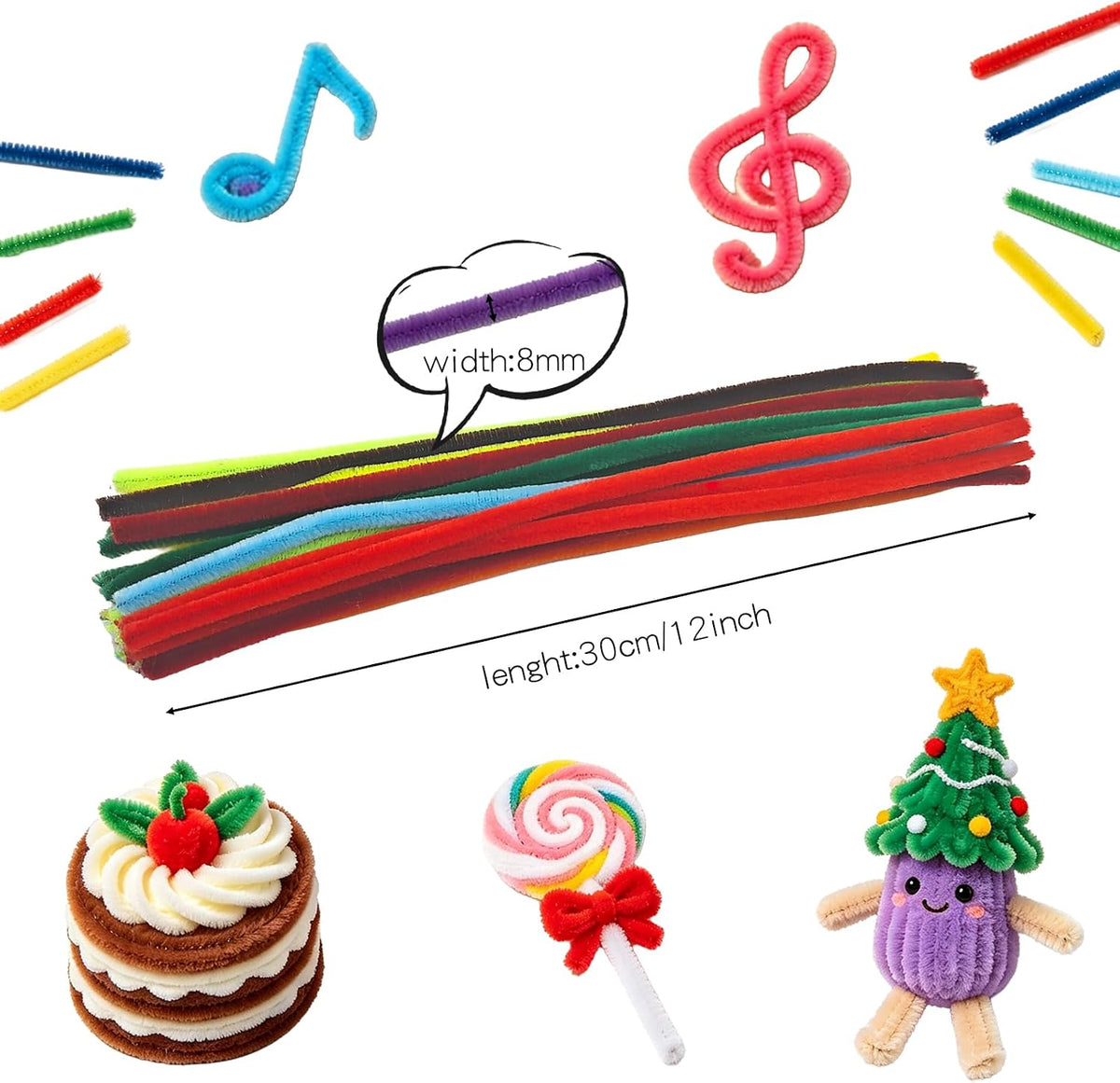 Black Pipe Cleaners for Crafts, Craft Supplies, Arts and Crafts - Multicolor - image 2