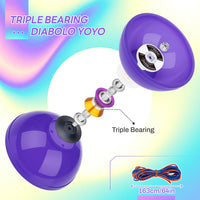 CHEE MONG MD01 triple bearing Chinese yoyo diabolo in blue and white with carbon sticks - view 11