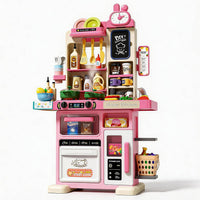 33.8IN Kids Kitchen Playset with Sound & Light - Pink