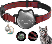 AirTag Cat Collar, Reflective Breakaway Collar - Red / Small(9-13inch)