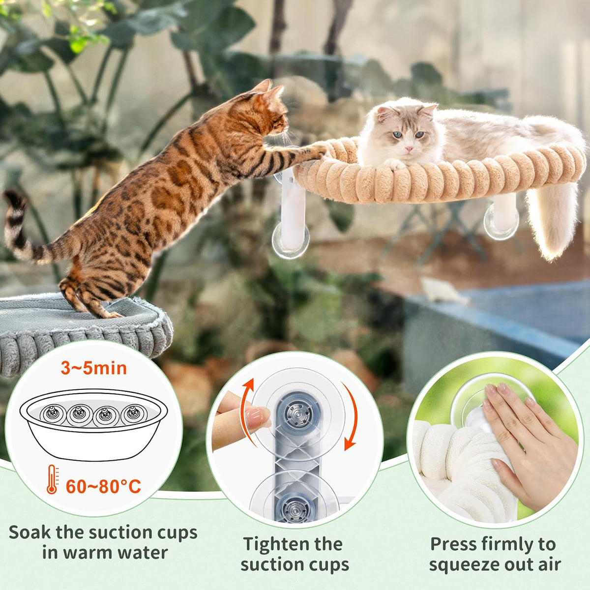 Sunhoo Foldable Cat Window Perch - Gray / 23.62"L x 11.8"W x 9.45"TH - image 4