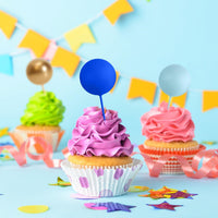 75 Pieces Cake Balls Topper Decorations Foam Cupcake Topper Mini - Blue Gold White Series - image 4