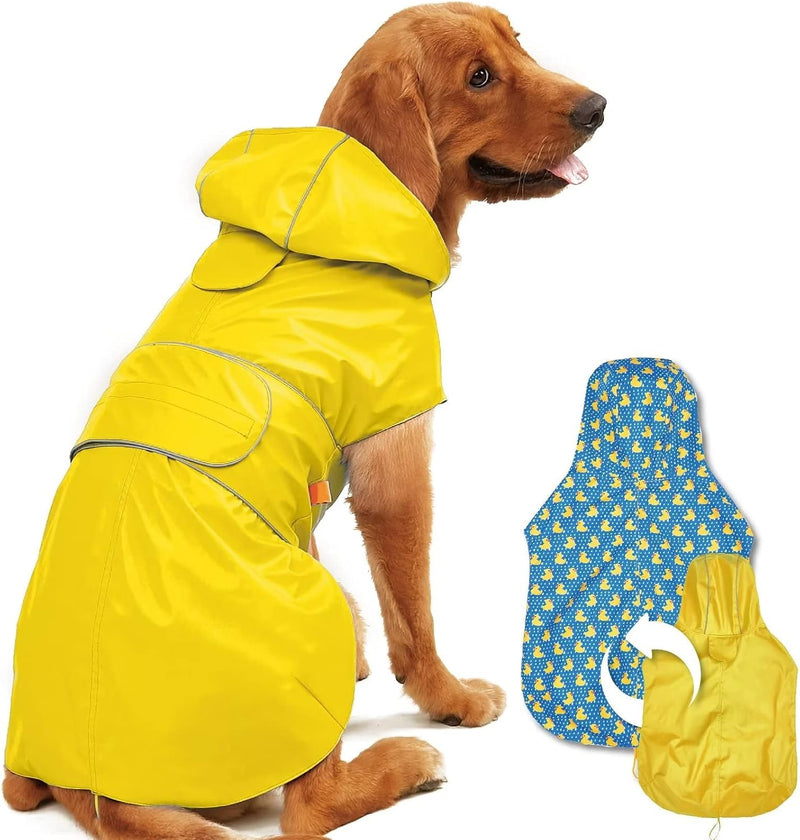 Dog Raincoat Waterproof Dog Rain Jacket for Small to 3X-Large Dog - Yellow / X-Large