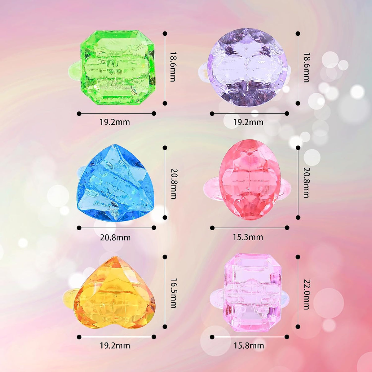 PASEMM 100Pcs Gem Rings Toys for Kids - image 2