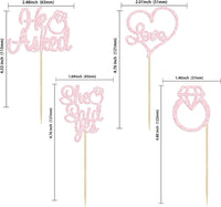 Gyufise He Asked She Said Yes Cupcake Toppers Gold Glitter Diamond - Light Pink - image 2
