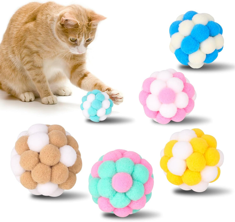 Cat Toys Balls with Bells 5cm Soft Cat Pom Poms Balls Cats 6 PCS – Essentials for Cats