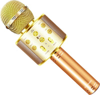 Microphone for Kids, Voice Changing Karaoke Micorphones Boys Girls Gifts for Kids Party Singing - Gold