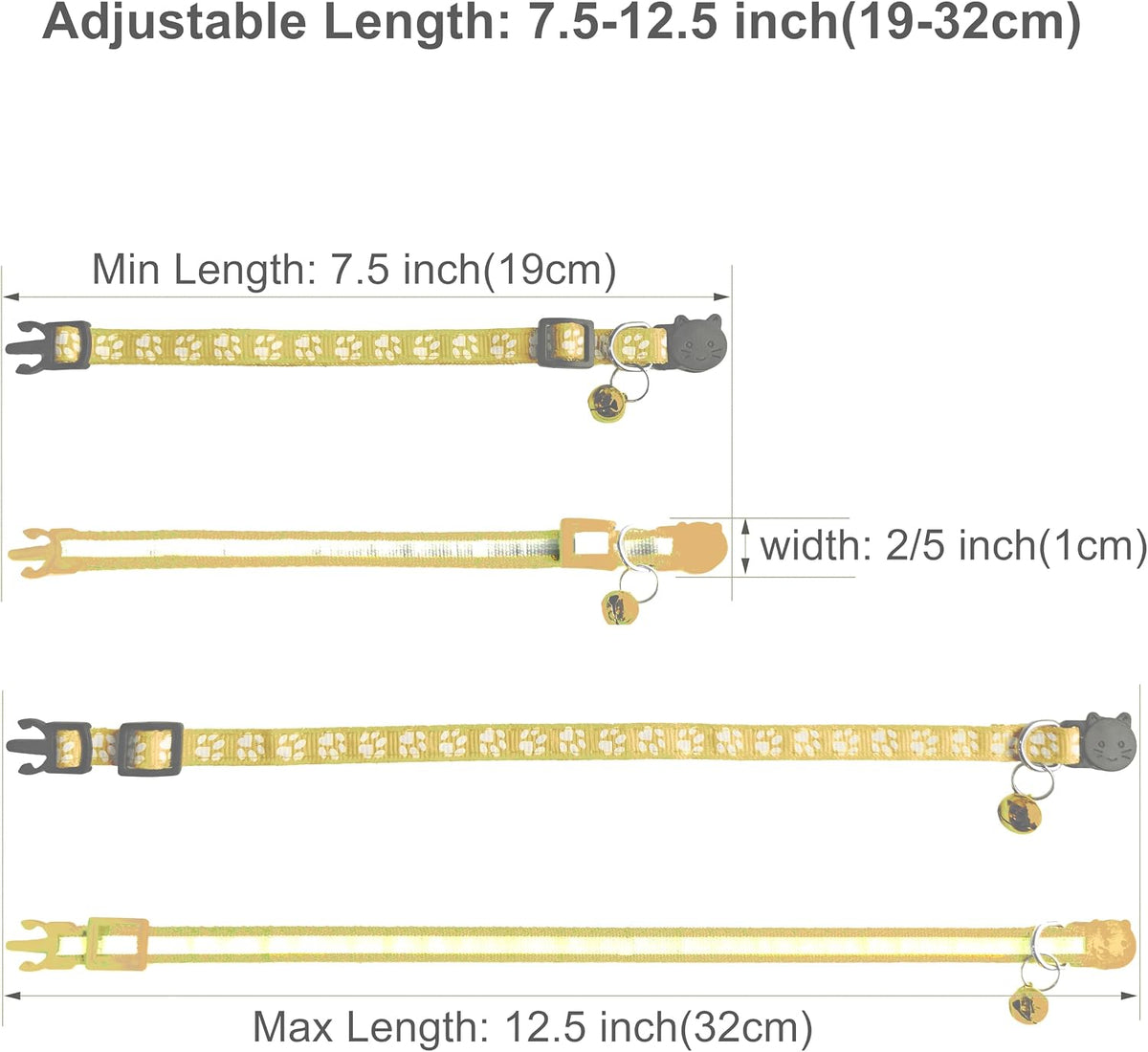 2 Pack Breakaway Cat Collars with Bells - Yellow - image 2