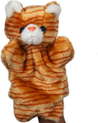 ZUXUCUVU 10 inch plush tabby cat hand puppet in soft fuzzy fabric