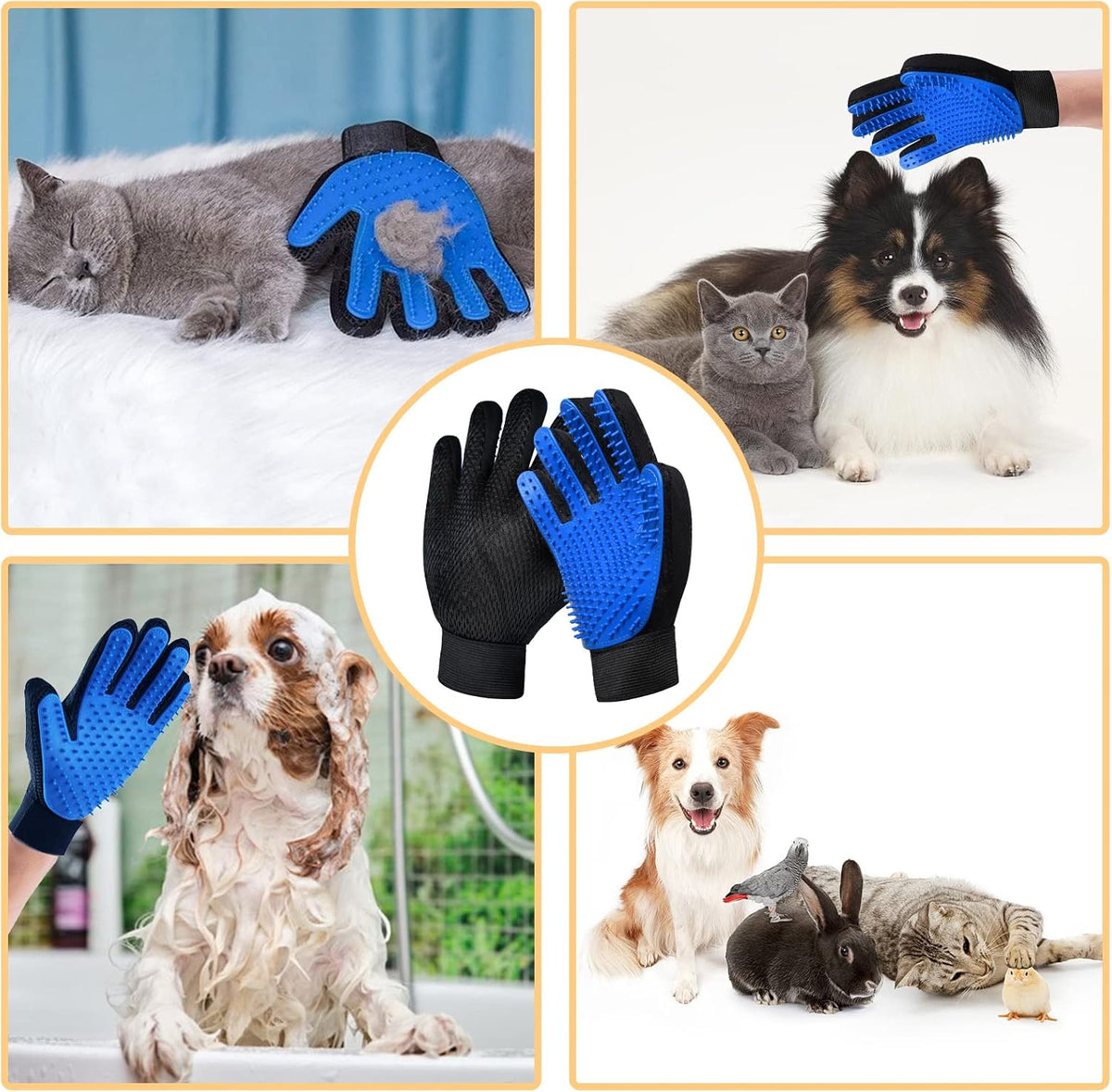 Cat Grooming Glove Brush 2-Pack, Pet Hair Remover Tool – Essentials for Cats - image 4