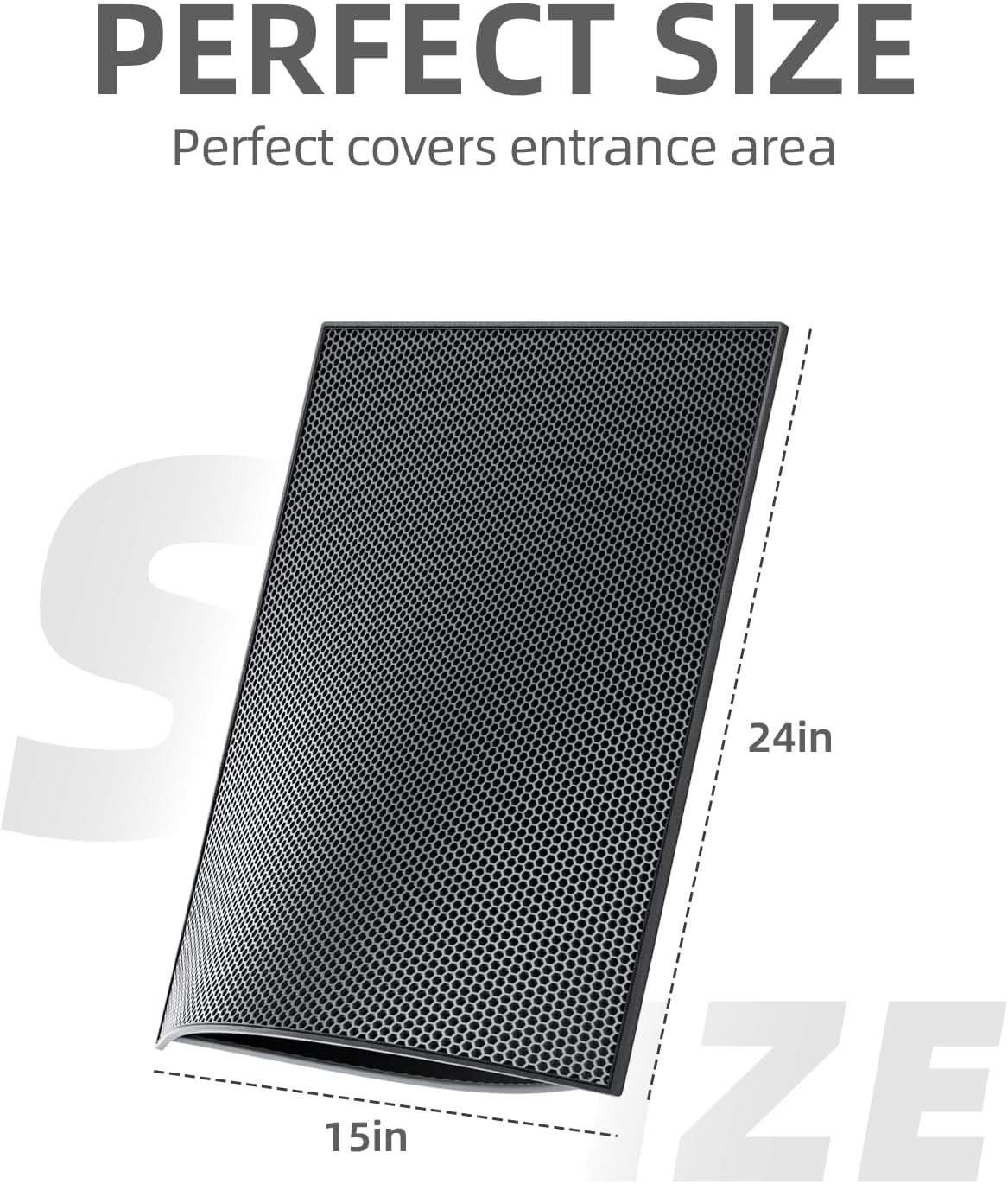 ESTHELLO Cat Litter Mat Honeycomb Double Layer Design 24’’ x 15’’ Gray – Daily Care for Cats - Black / 24x15 Inch - image 2