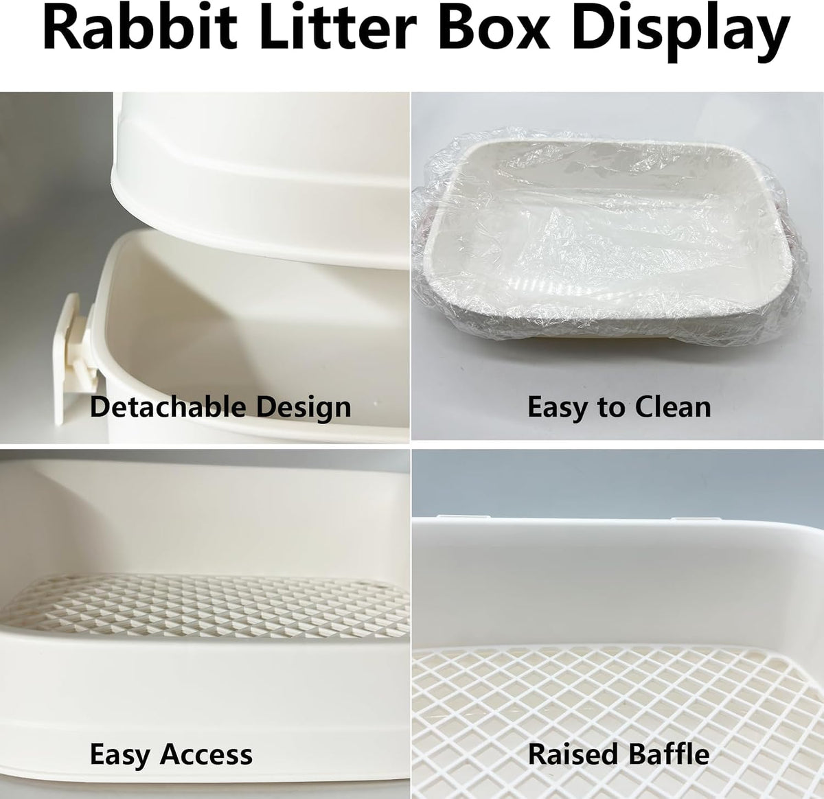 Rabbit Litter Box Bunny Corner Potty Training Litter Toilet Pet Pan – Daily Care for Small Pets - White - image 2