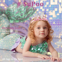 SuPoo 4th Birthday Headband Flower Crown for Girls Princess Tiara 4th - 5th-A - image 3