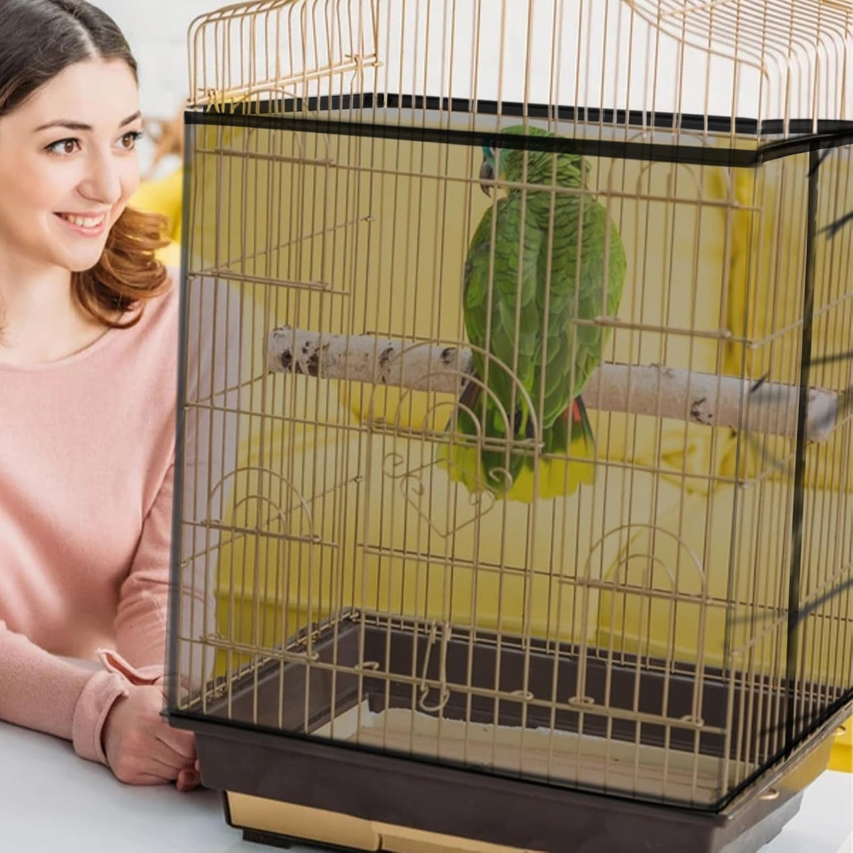 Bird Cage Seed Catcher, Large Bird Cage Cover - Black - image 2