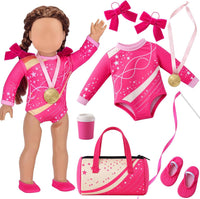 Kajaia 8 Pcs 18 Inch Doll Swimsuits Clothes and Accessories – Fun for Kids & Family - Rosy / Gymnastics