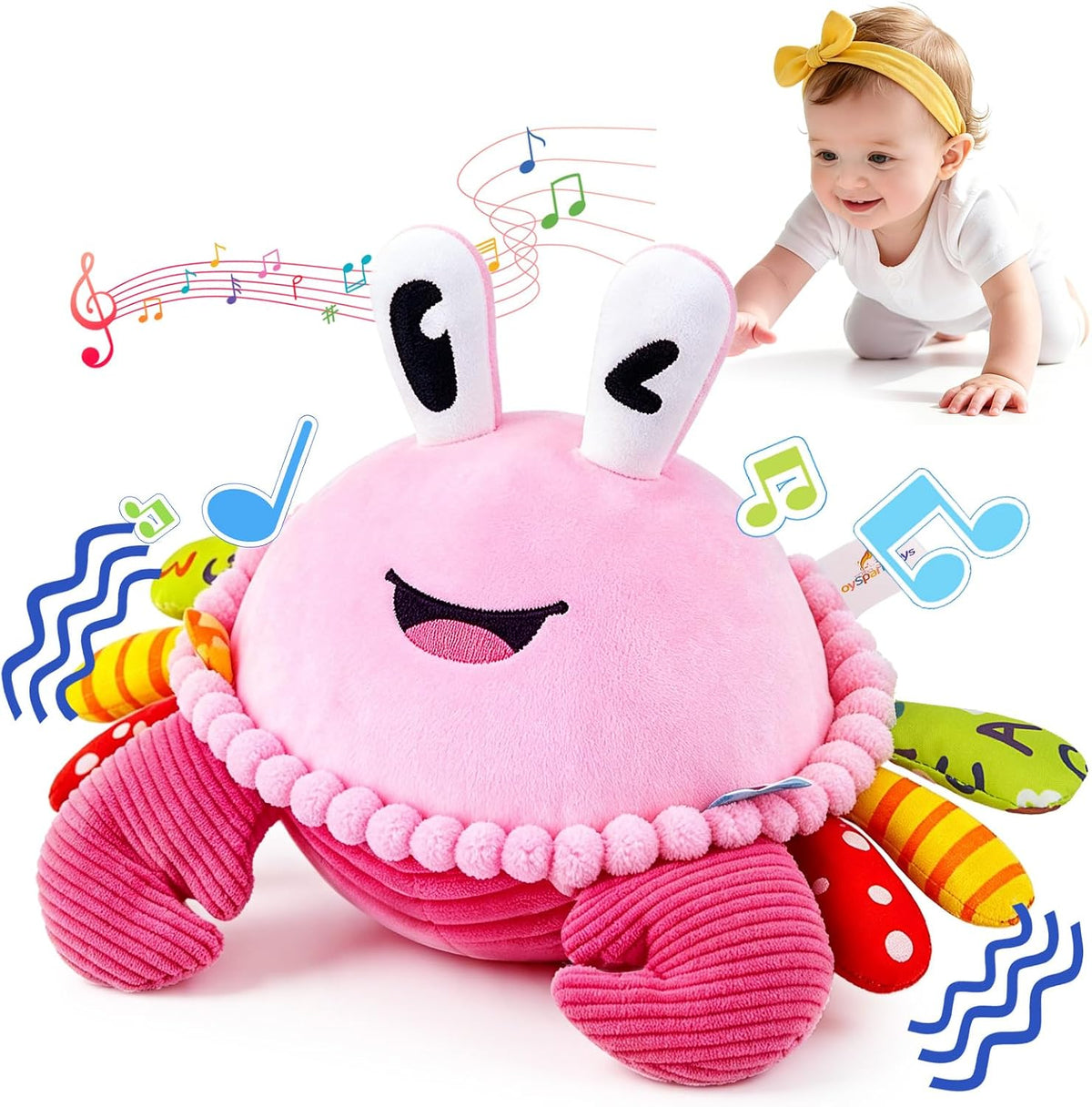 Musical Crawling Crab Baby Toy - Pink