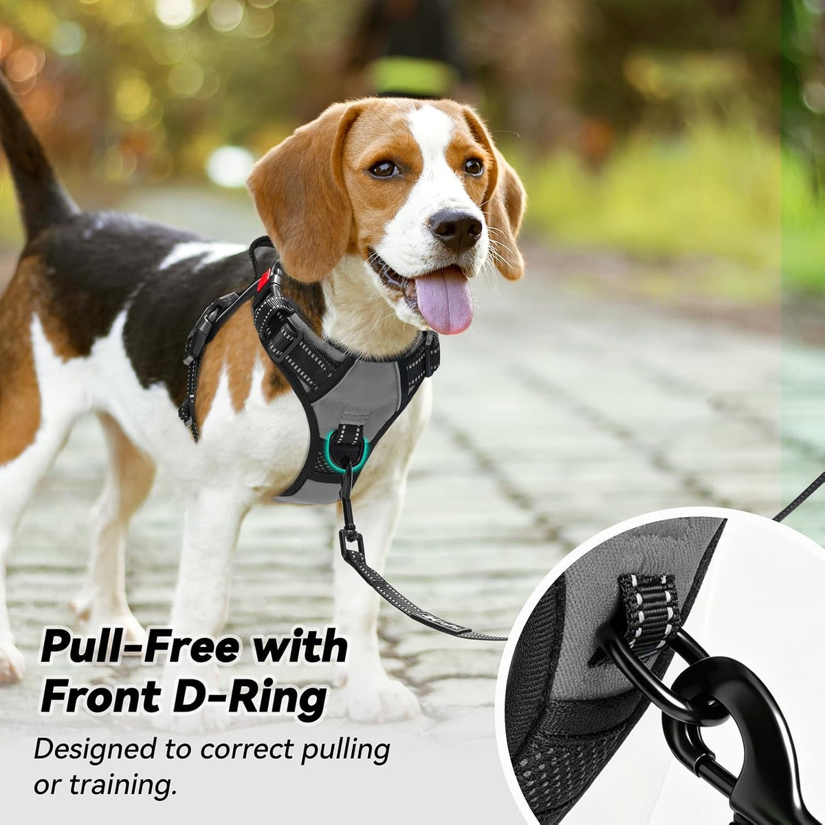 PoyPet No Pull Dog Harness Medium with Front Clip & Neck Release - XS / Grey - image 3