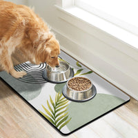 Dog Food Mats for Floors, Absorbent Dog Bowl Mat for Food and Water Dispenser Mat, Quick Dry Cat - Boho Green / L(17"×30") - image 2