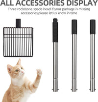 PUPTECK Metal Cat Litter Scoop Adjustable Long Handle Stainless Steel – Daily Care for Cats - 20"-40"(Adjustable with snap buttons) - image 3