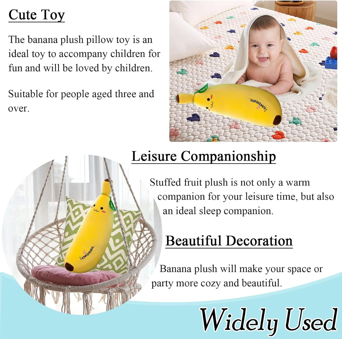 zhidiloveyou Banana Plush Pillow Stuffed Banana Plush Cute Fruit Toy - 27.5 INCH - image 4