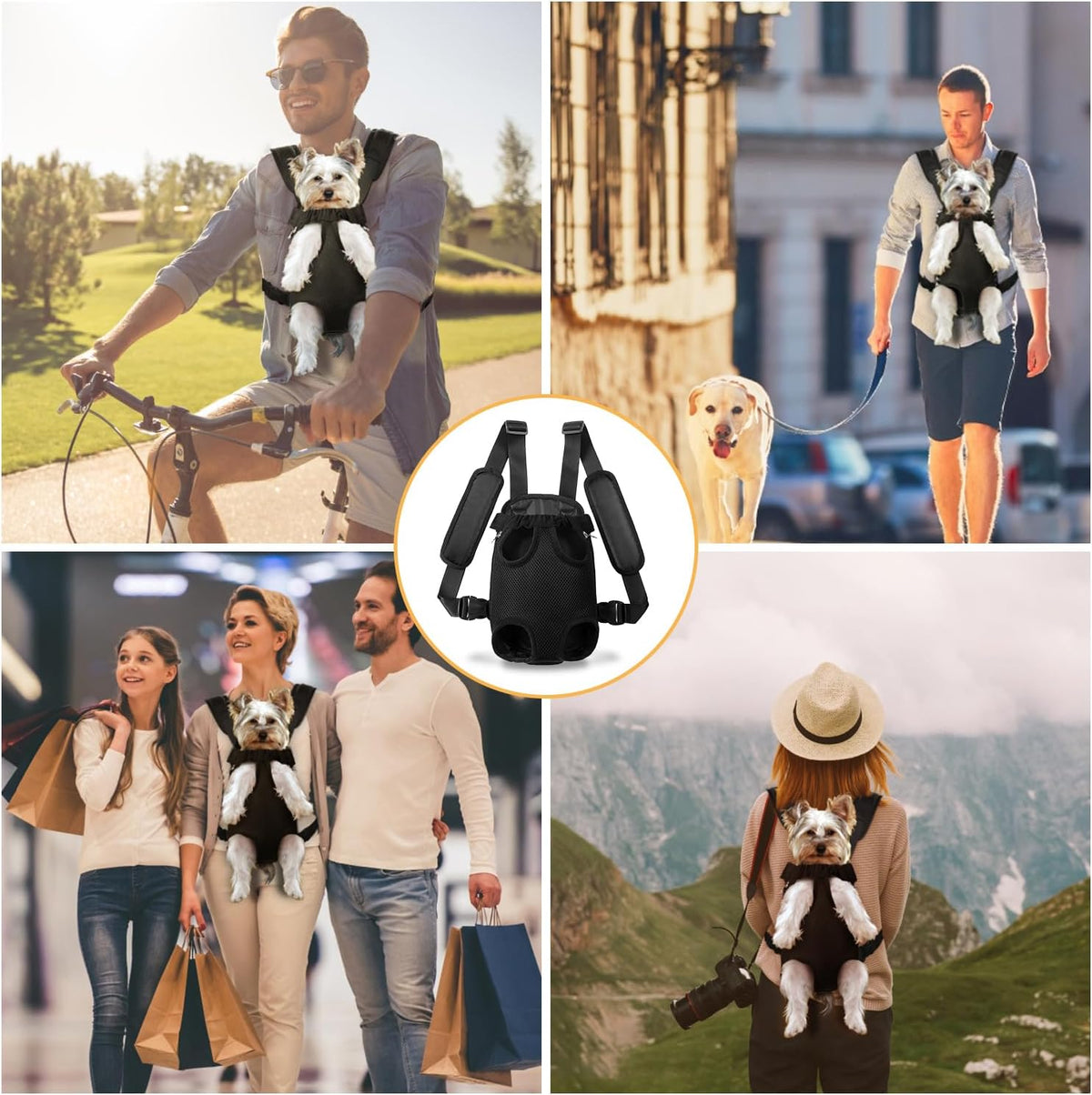 Pet Dog Carrier Backpack Adjustable Front Carrier for Small Dog Cat – Essentials for Dogs - 2 Pack(Black*1+Pink*1) / Medium (4-8lbs) - image 3