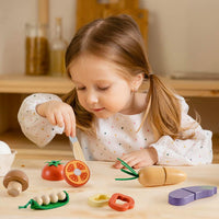 ROBOTIME wooden play food cutting fruit set with storage shopping bag - view 13