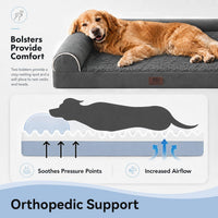 WESTERN HOME Orthopedic Dog Bed Washable Couch for Large Senior Dog - Dark Drey / 36" x 27" x 6.5" - image 3