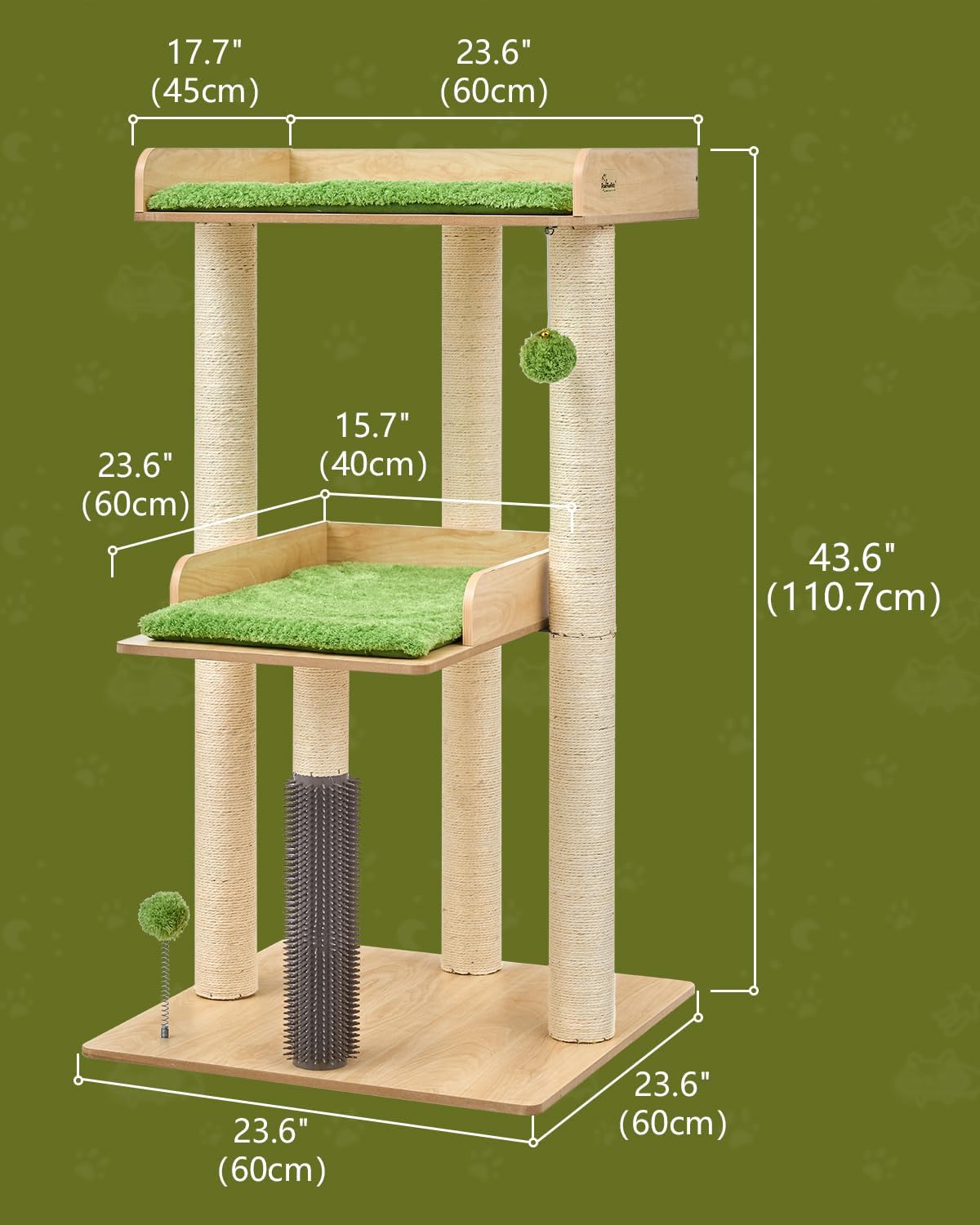 43.7" Modern Cat Tree for Large Cats, Quick One‑Person Assembly – Essentials for Cats - Beige / 23.6"L x 23.6"W x 43.7"H - image 4