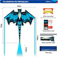 SGftre Complete Kite with Handle, Line & Accessories - 1 / Blue Evil Dragon - image 3