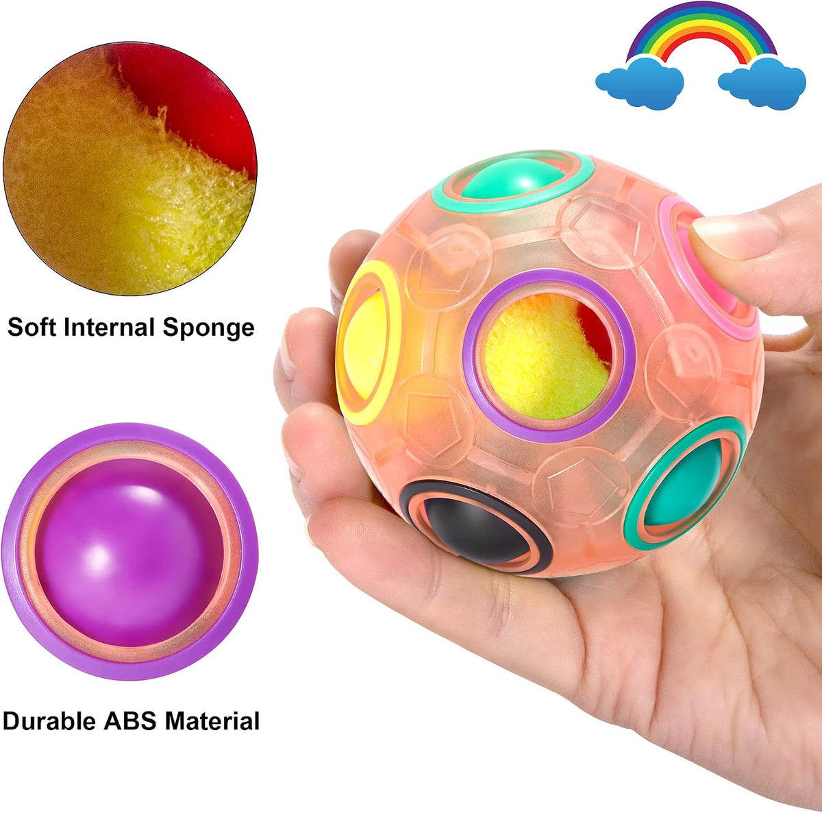 Vdealen Magic Rainbow Puzzle Ball - Pink - image 3