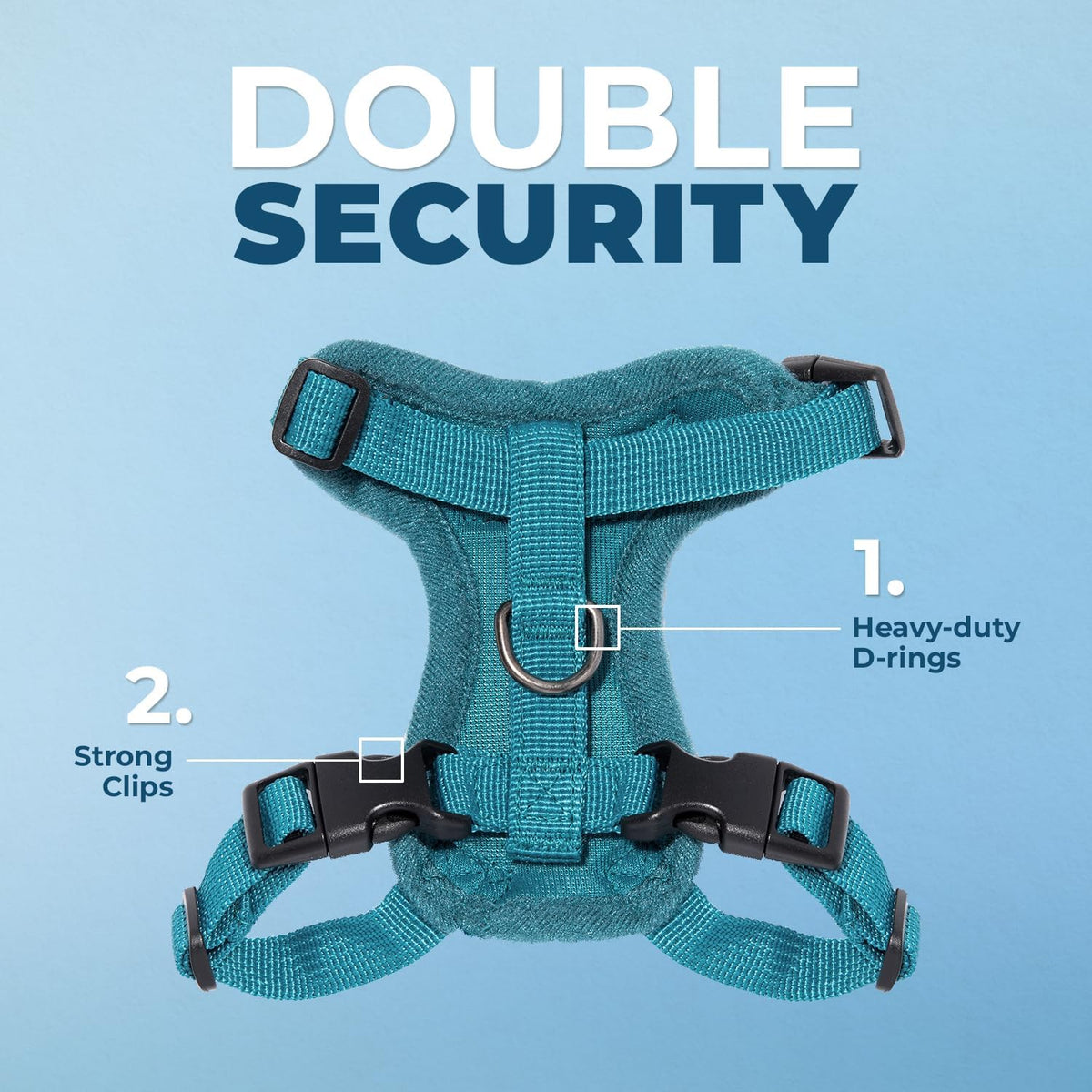 Voyager Escape-Proof Step-in Harness & Leash, Moss Green - Turquoise / S (Chest: 15 - 18") - image 2