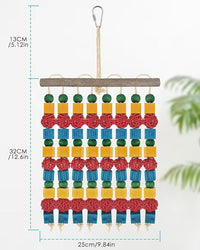 Large Parrot Toys, 17.7 inch Multicolored Natural Wooden Blocks Beads Rattan Balls, Bird Chew and Hanging Tearing Toys for Large Medium Birds Macaws African Grey Cockatoos Amazon Parrots