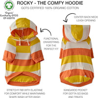 Rocky – The Orginal Lightweight Hooded TEE 100% Organic Cotton Dog Hoodie Pet Coat Sweater for Small, Medium, Large Dogs, Candy Corn, Large