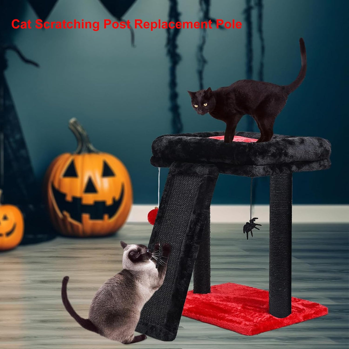 Cat Scratching Post Replacement Pole - M8*2poles / 40 cm / 15.71 in Black - image 4