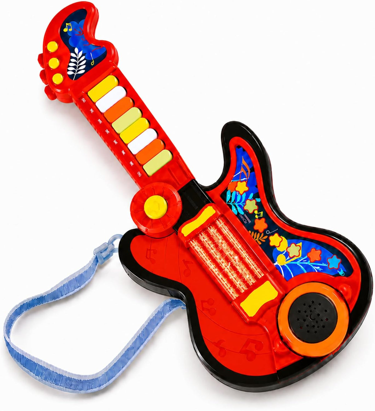 Toddler Guitar Toy, Kids Guitar and Piano with Lullaby Projector - Red