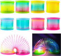 ZJDL glow in the dark coil spring toys, 8 pack of mini rainbow springs
