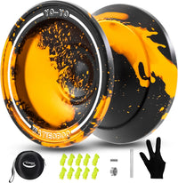W07 yoyo Professional Metal Trick Yoyo Responsive & Unresponsive – Fun for Kids & Family - 7-Black Gold