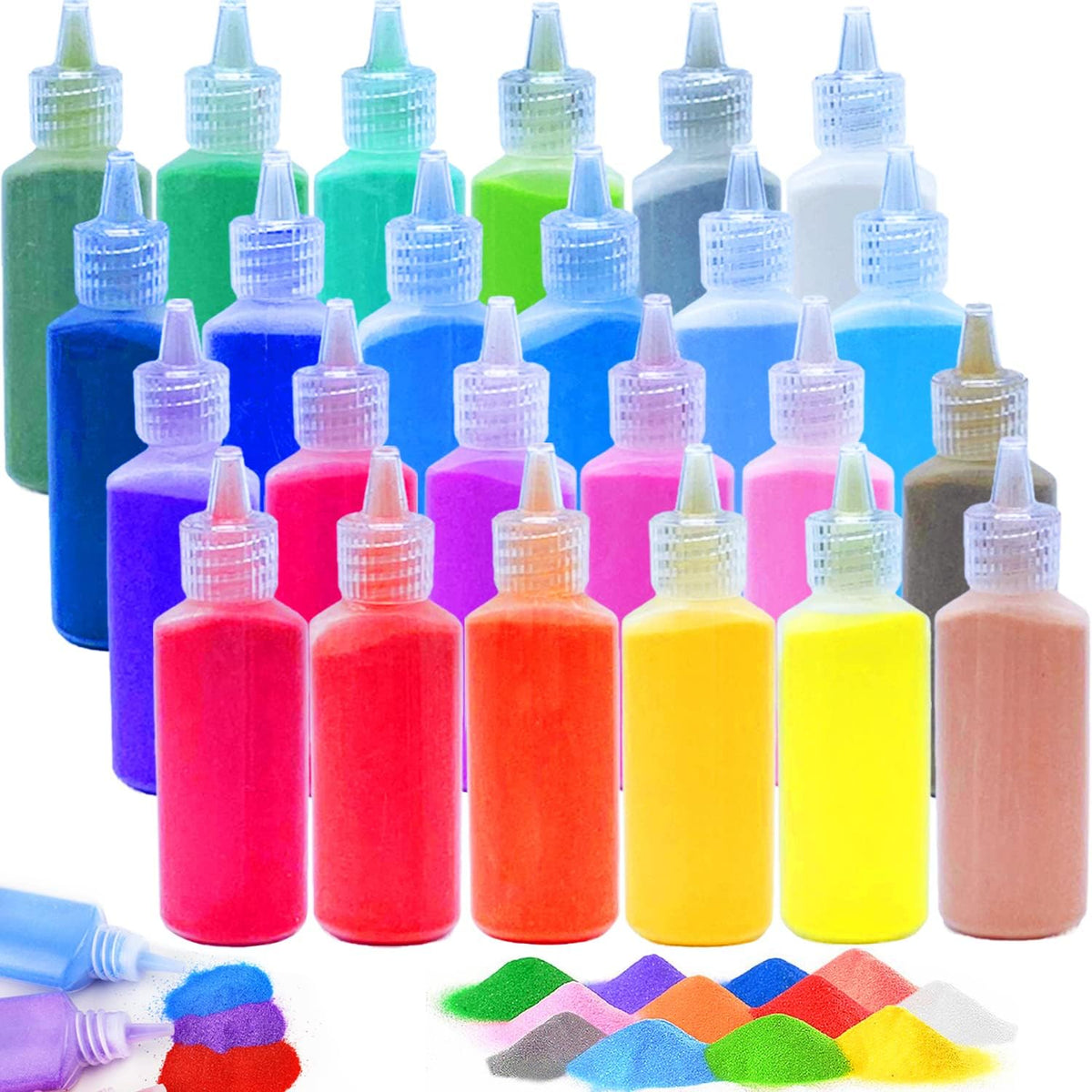 36 PCS Art Sand Kit, DIY Scenic Sand Painting & Wedding Decoration Bottles – Fun for Kids & Family - 24 Color