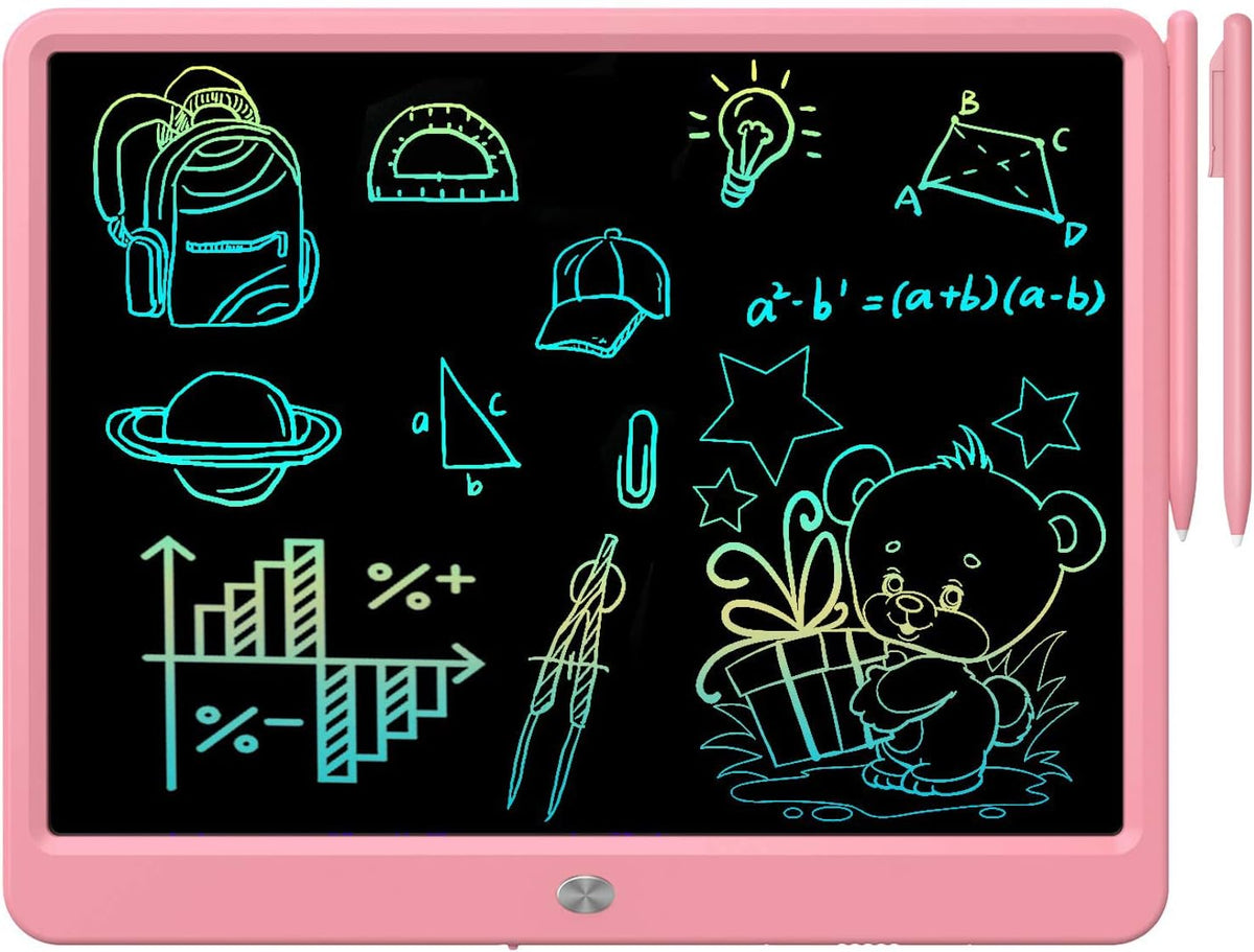 FLUESTON LCD Writing Tablet for Kids - 13"W x 9.8"H / Cute Pink