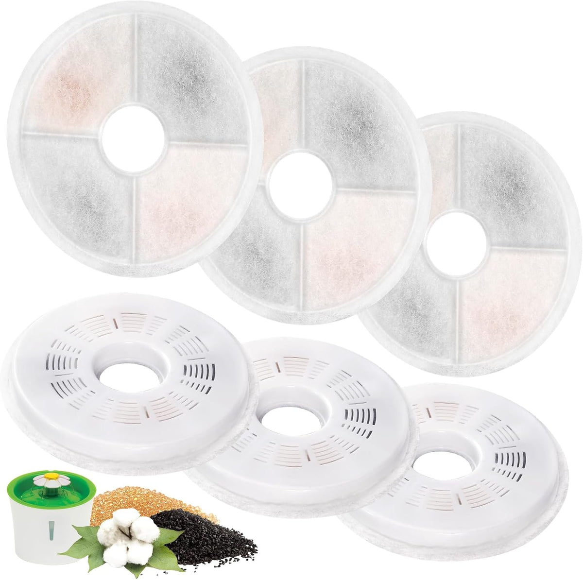 8 Pack Cat Water Fountain Replacement Filters Fit for 3L Flower Water - 6 Pack