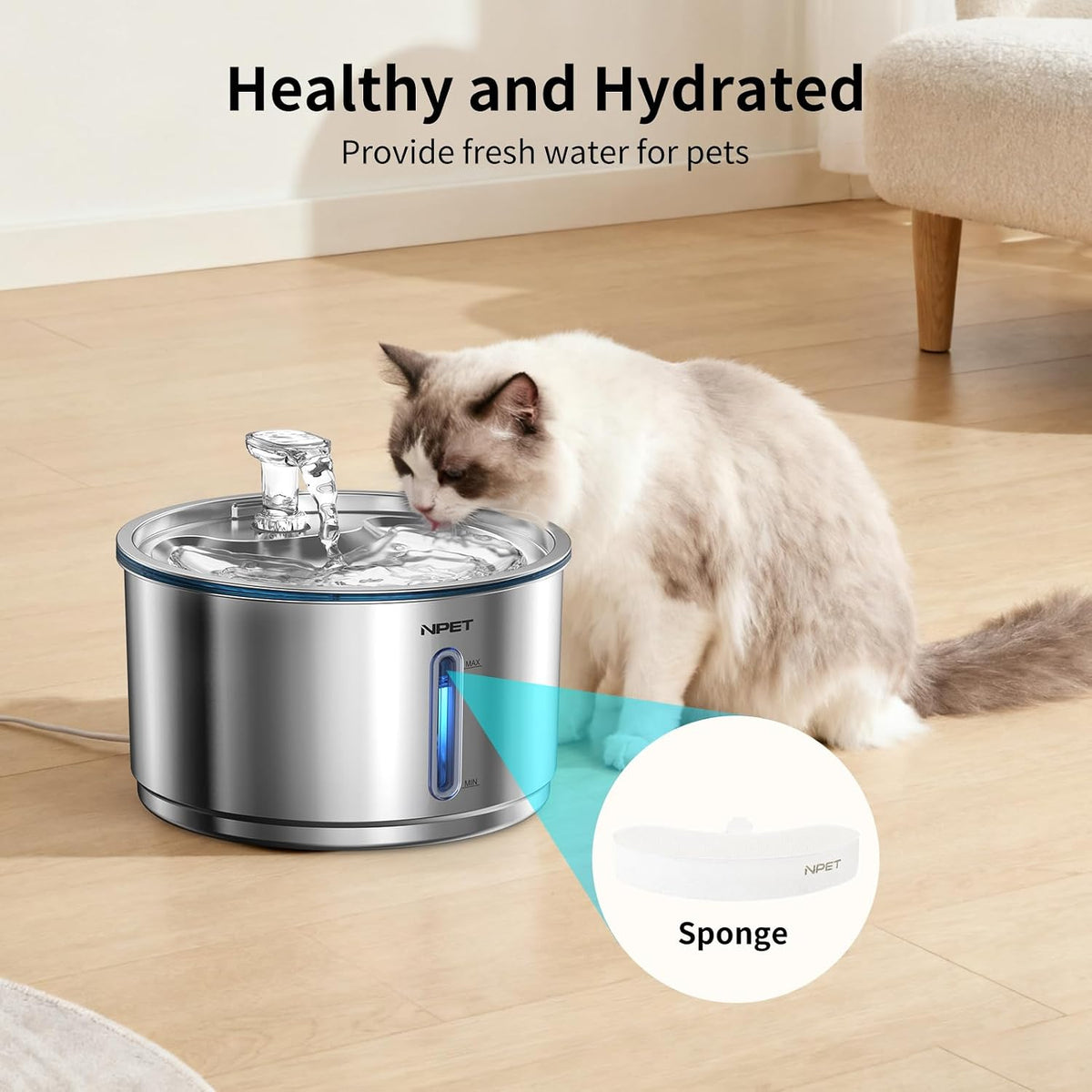 NPET Replacement Filters for Cat Water Fountain WF050/WF210Plus - 4pcs for WF050/WF210/WF210plus - image 3