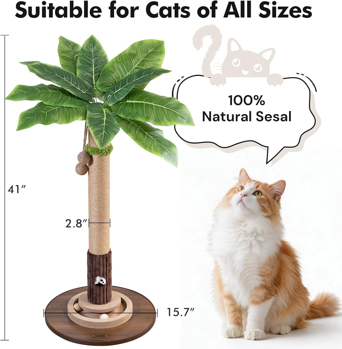 Tall Cat Scratching Post, Cat Toys - Brown - image 4