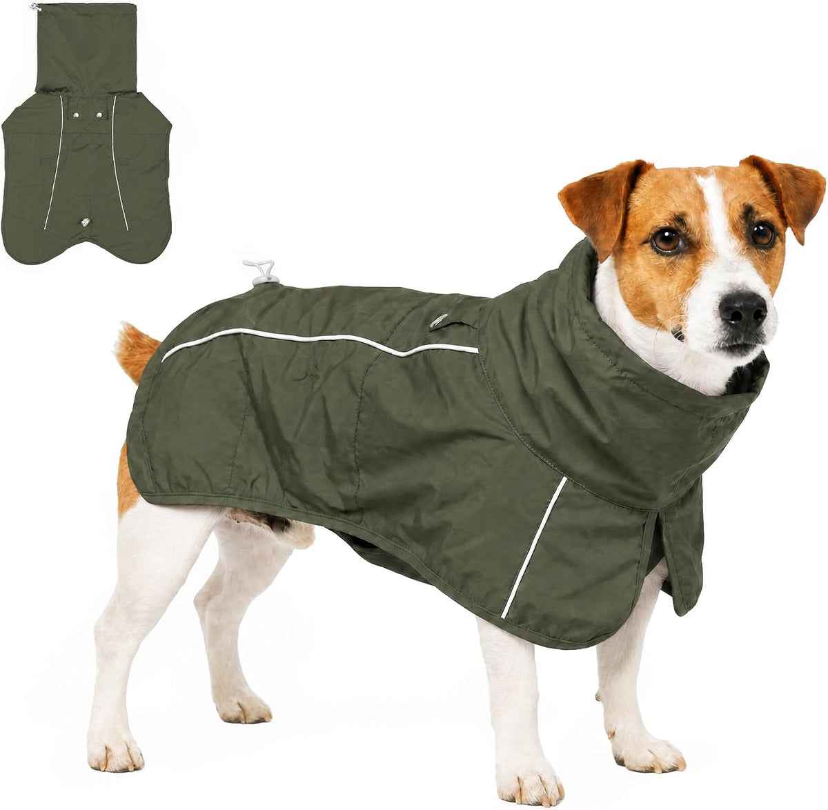 Tuff Pupper Waterproof Dog Raincoat - Woodland Olive / Small (15-25 lbs)