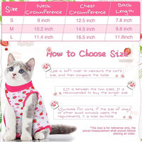 Nuanchu 3 Pieces Cat Recovery Suit Kitten Recovery Suit E-Collar Alternative for Cats and Dogs Abdominal Skin Anti Licking Pajama Clothes Sets(Strawberry Pattern,Medium)