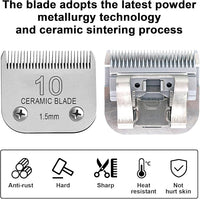 Size10/ 7FC/5FC/4FC Detachable Pet Dog Clipper Blades, Compatible with Most Oster A5, KM Series Clippers,Made of Ceramic Blade & Stainless Steel Blade 5PACK